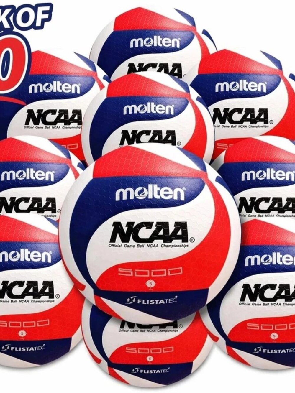 Molten V5M5000-3N Flistatec NCAA Volleyball Red/White/Blue pack of 12